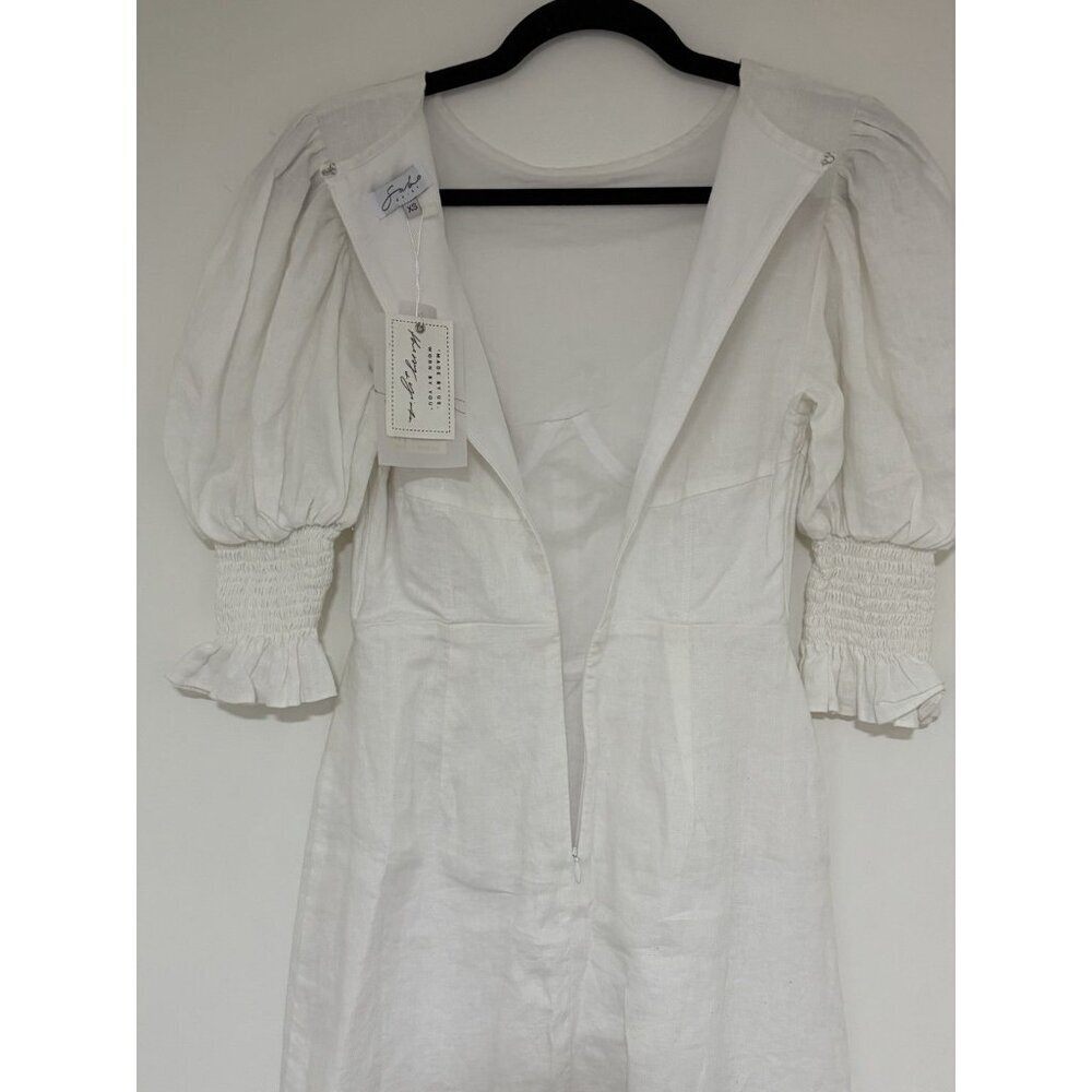 Sabo Skirt Zane Women’s White 3/4 Sleeve 100% Linen Mini Dress Size XS NWT - Picture 5 of 11